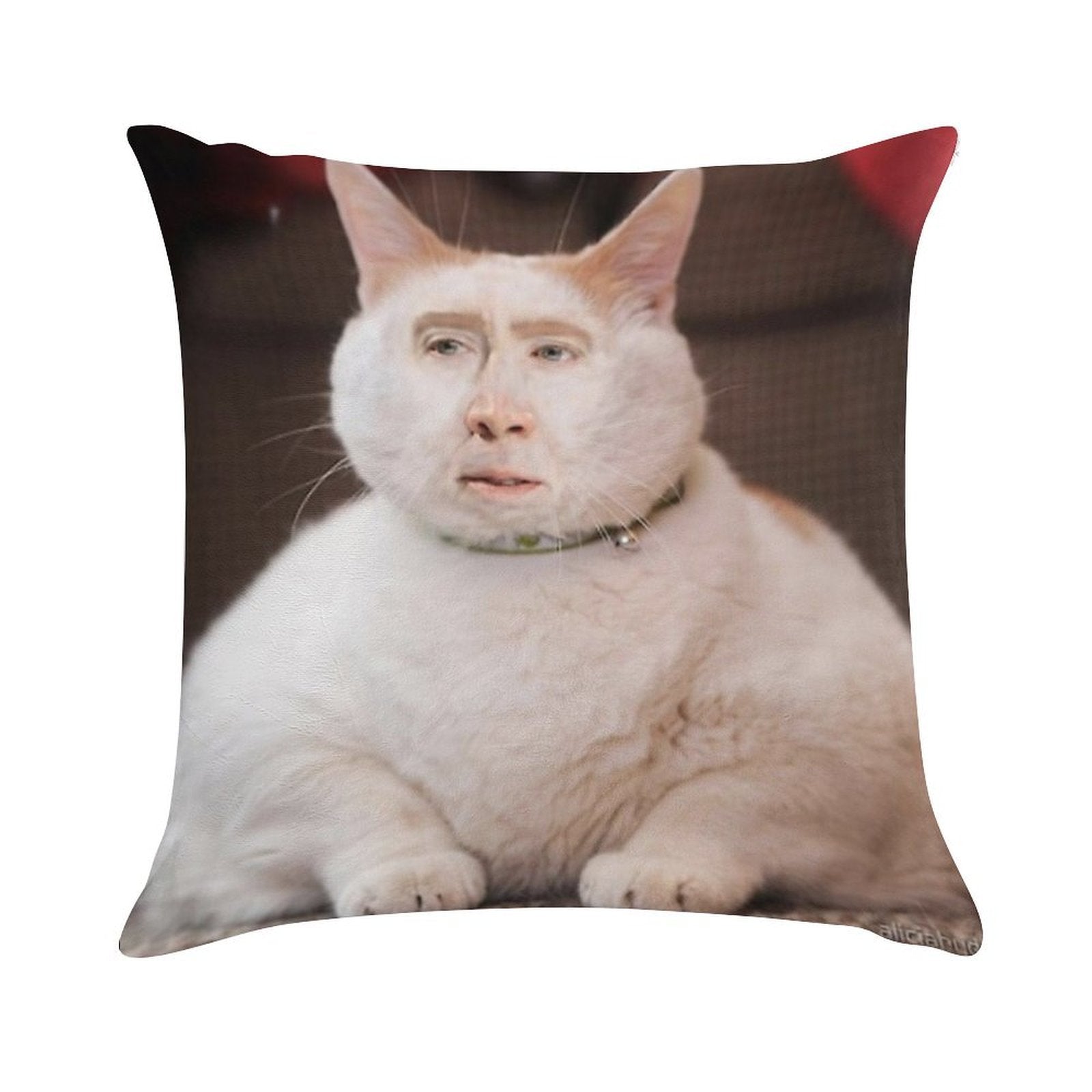 Nicolas Cage Photoshop Cat Soft Anti-Pilling Throw Pillow