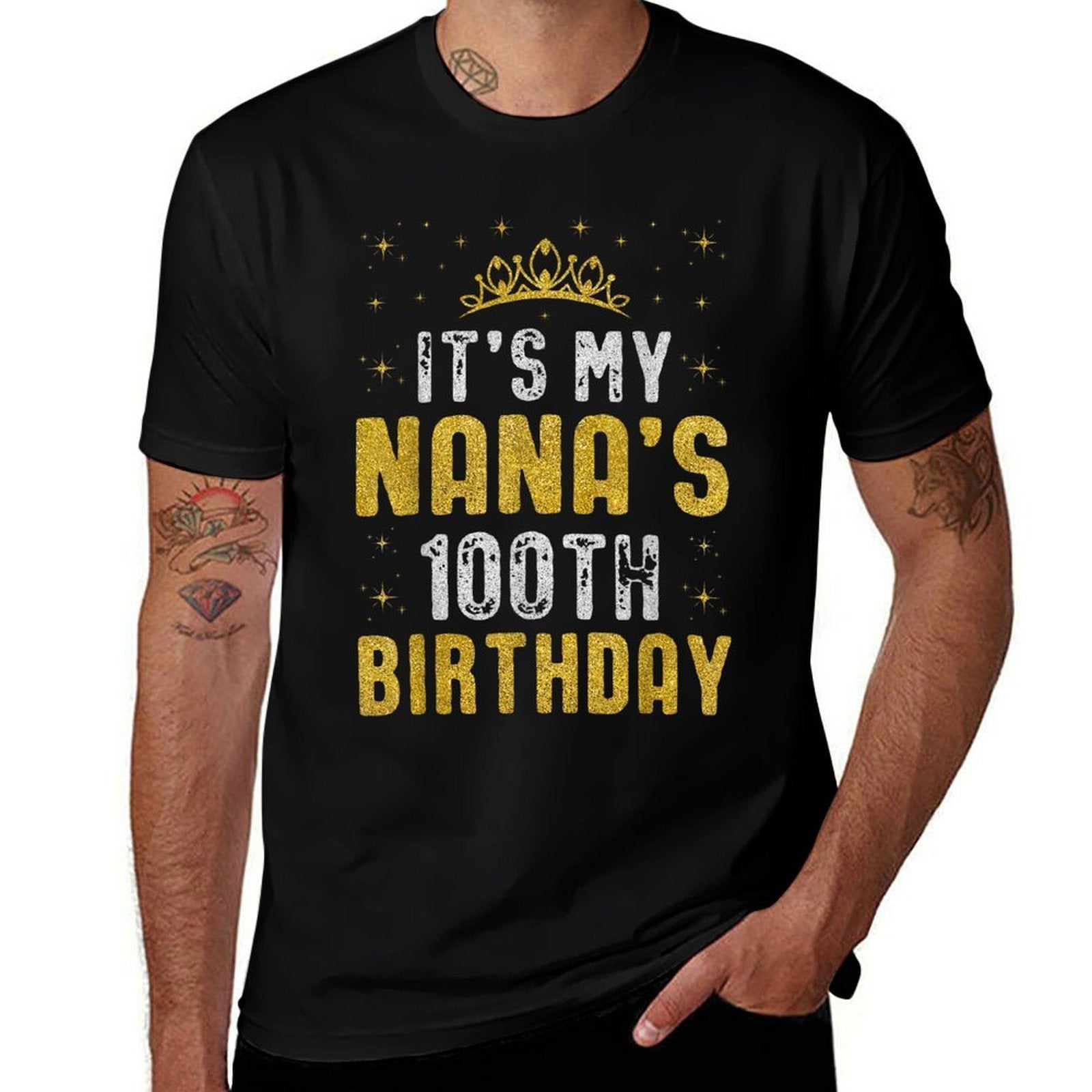 Happy It's My Nana's 100th Birthday 1925 100 Years Old  Fade-proof Color T-Shirt