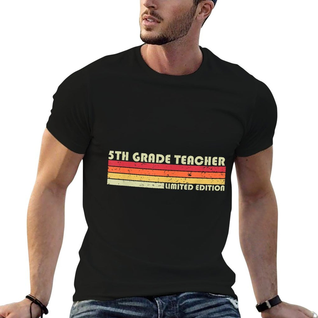 5TH GRADE TEACHER Funny Job Title Profession Birthday Worker  Oversized Silhouette T-Shirt