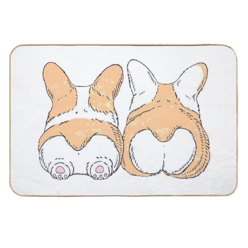 Couple of Corgis  Easy To Clean Bath Mat
