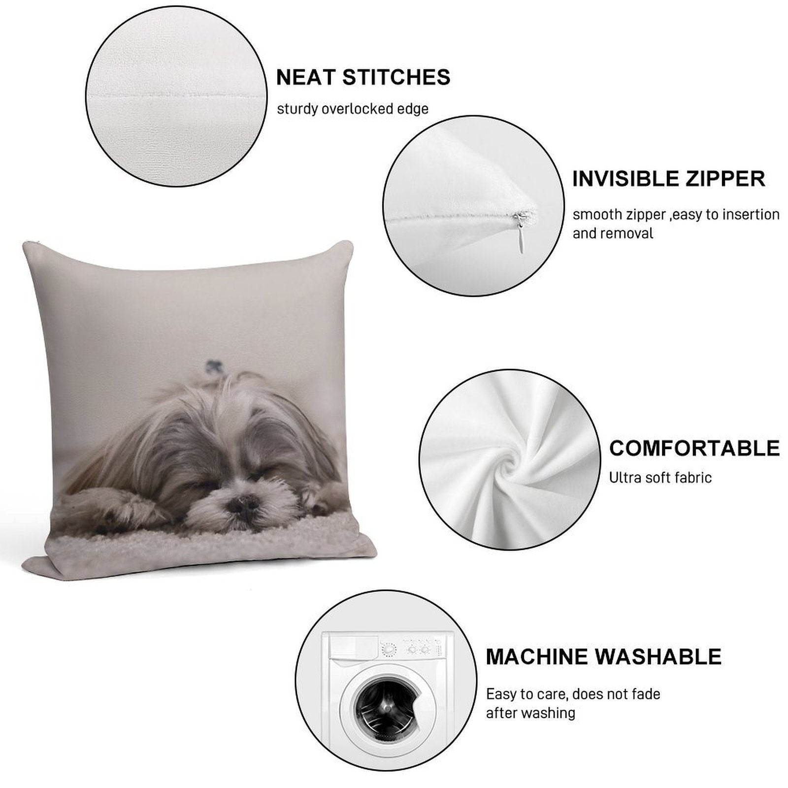 Shih Tzu Sleeping Soft Multiple Sizes Throw Pillow