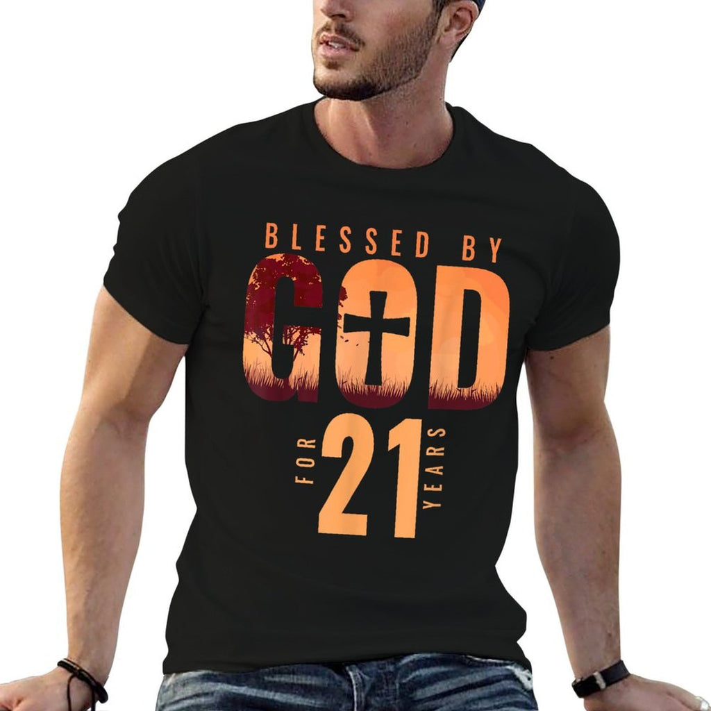 Blessed By God For 21 Years 21st Birthday Religious Theme  Vintage-inspired T-Shirt