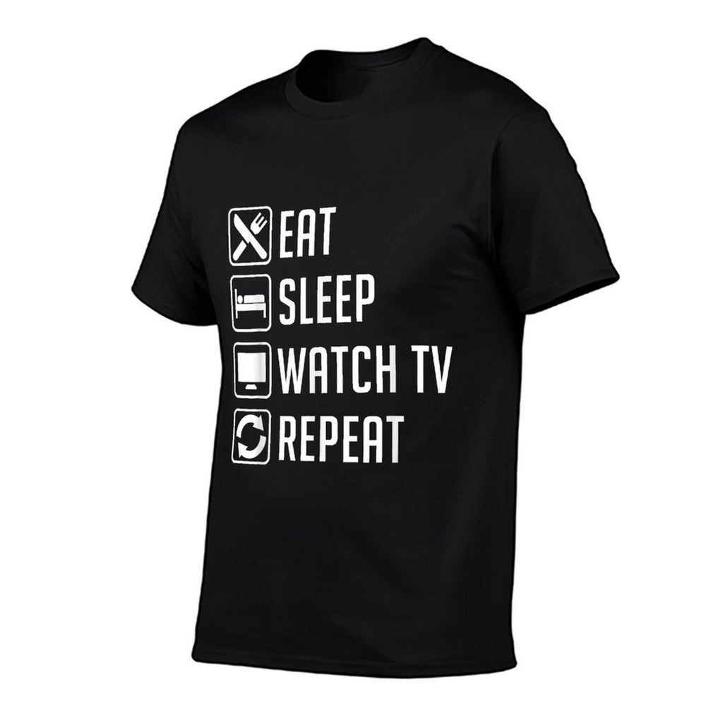 Eat Sleep Watch TV Repeat Funny TV Lover  Moisture-wicking T-Shirt