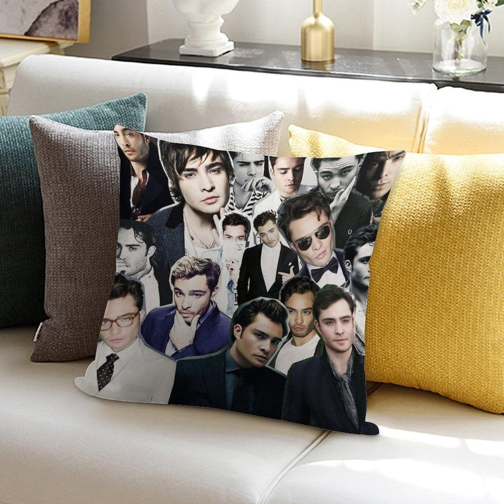 Ed Westwick Collage Soft Luxury Feel Throw Pillow