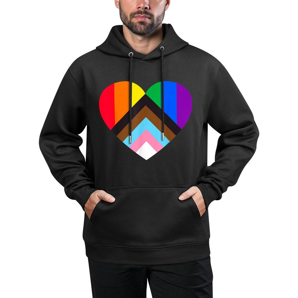 Progress Pride Rainbow Heart LGBTQ  Gay Lesbian Trans Customizable Surface Hoodie