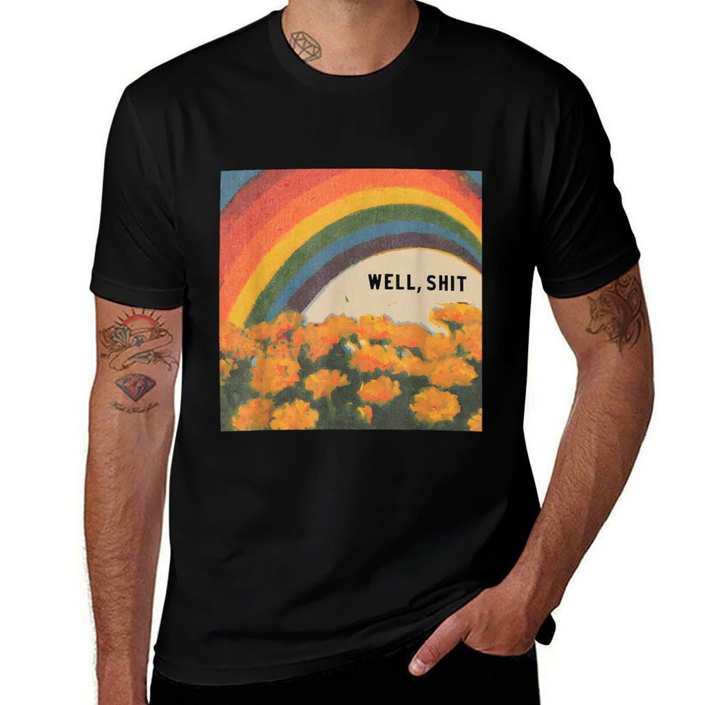 Well Shit Retro Fun Rainbow Floral Art Print  High-quality Stitching T-Shirt