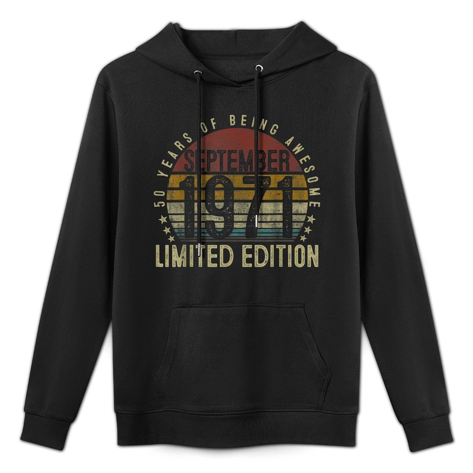 Vintage Classic September 1971 Limited Edition 50th Birthday Kangaroo Pocket Hoodie