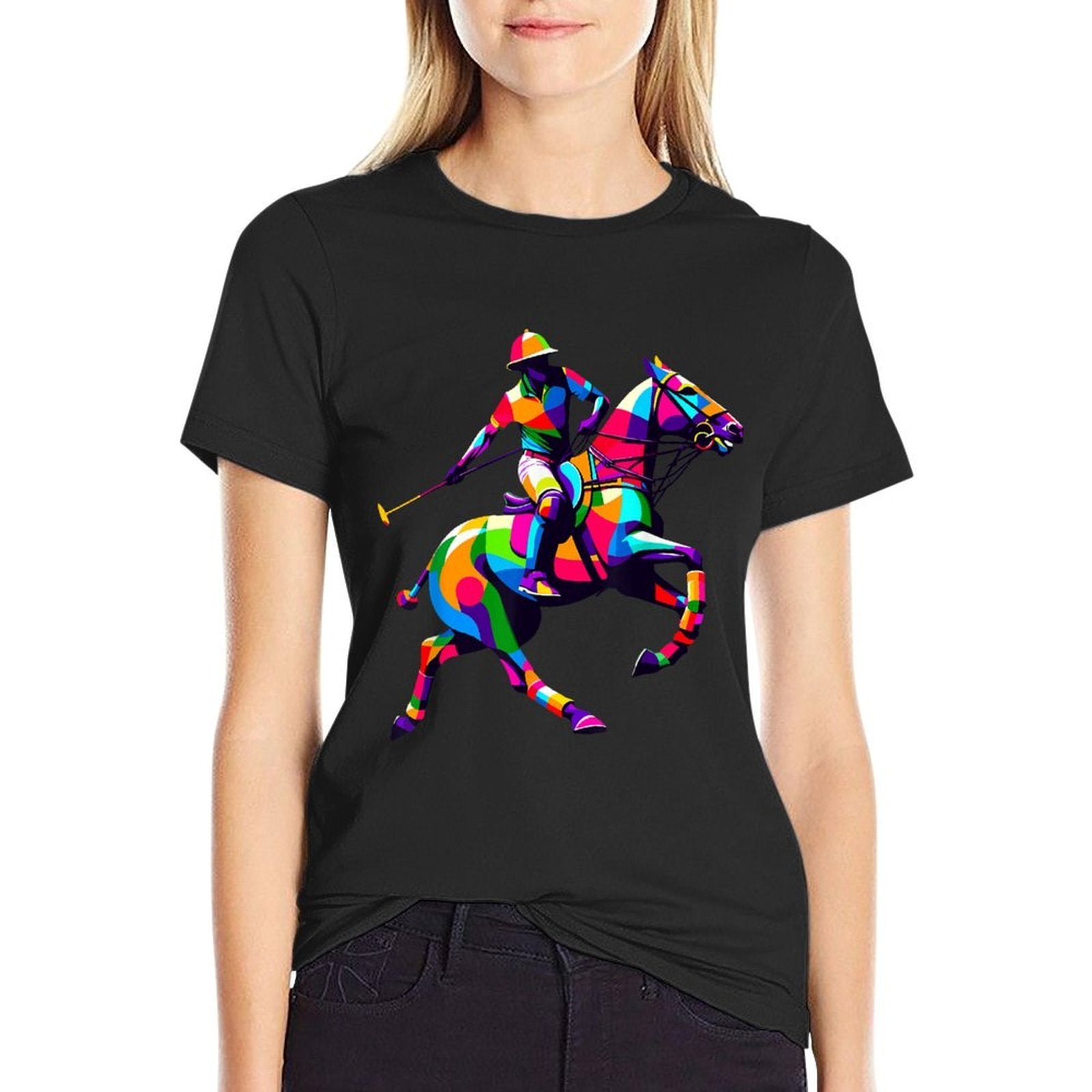 Pop Art Polo Horseback Riding Horses Equestrian Horse  Eco-friendly Material T-Shirt