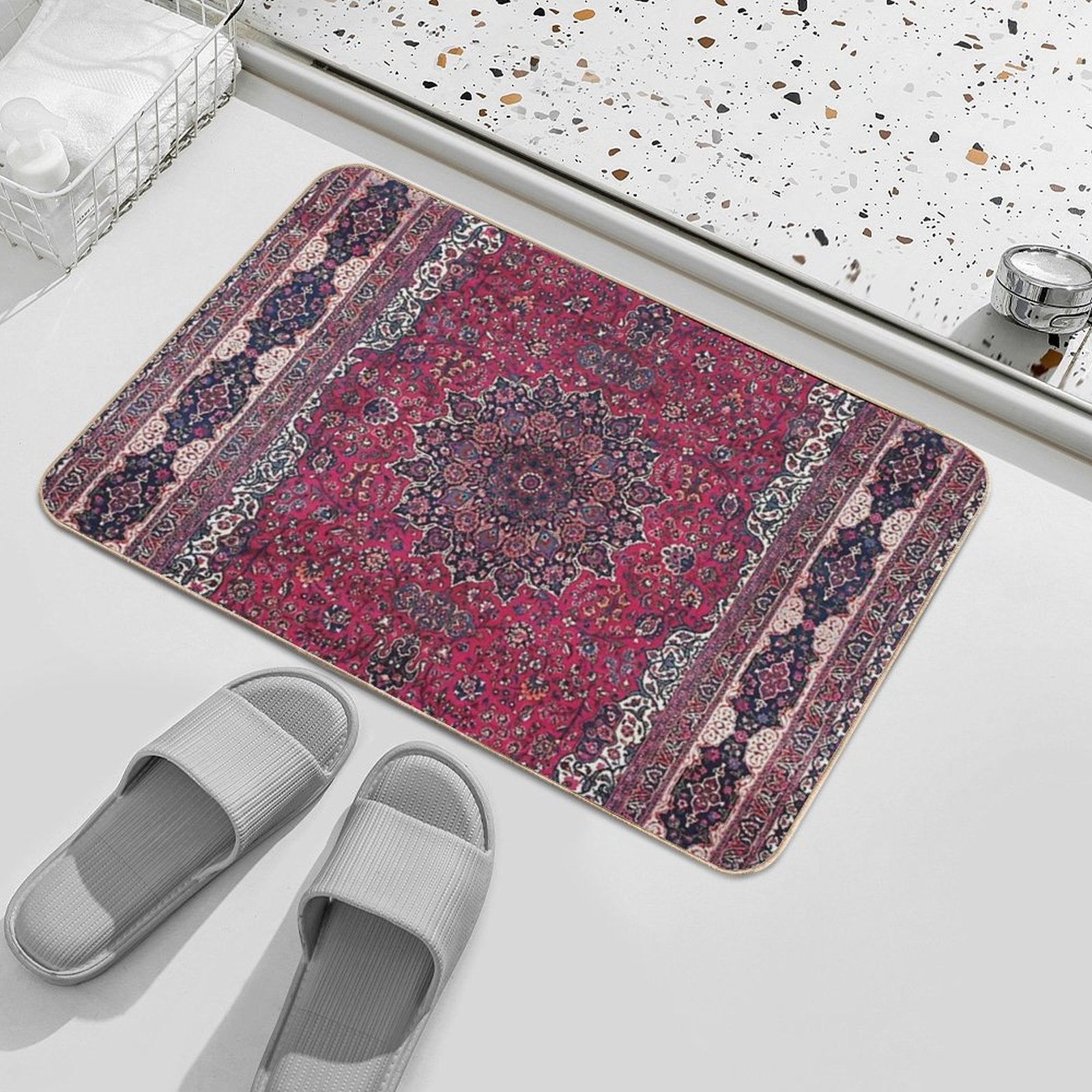 Saber Meshed Persian Carpet Print  Long-Lasting Bath Mat