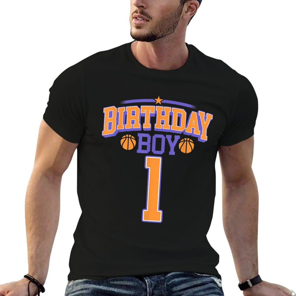 1st Birthday Boy Basketball Lover 1 Year Old Bday  Oversized Silhouette T-Shirt