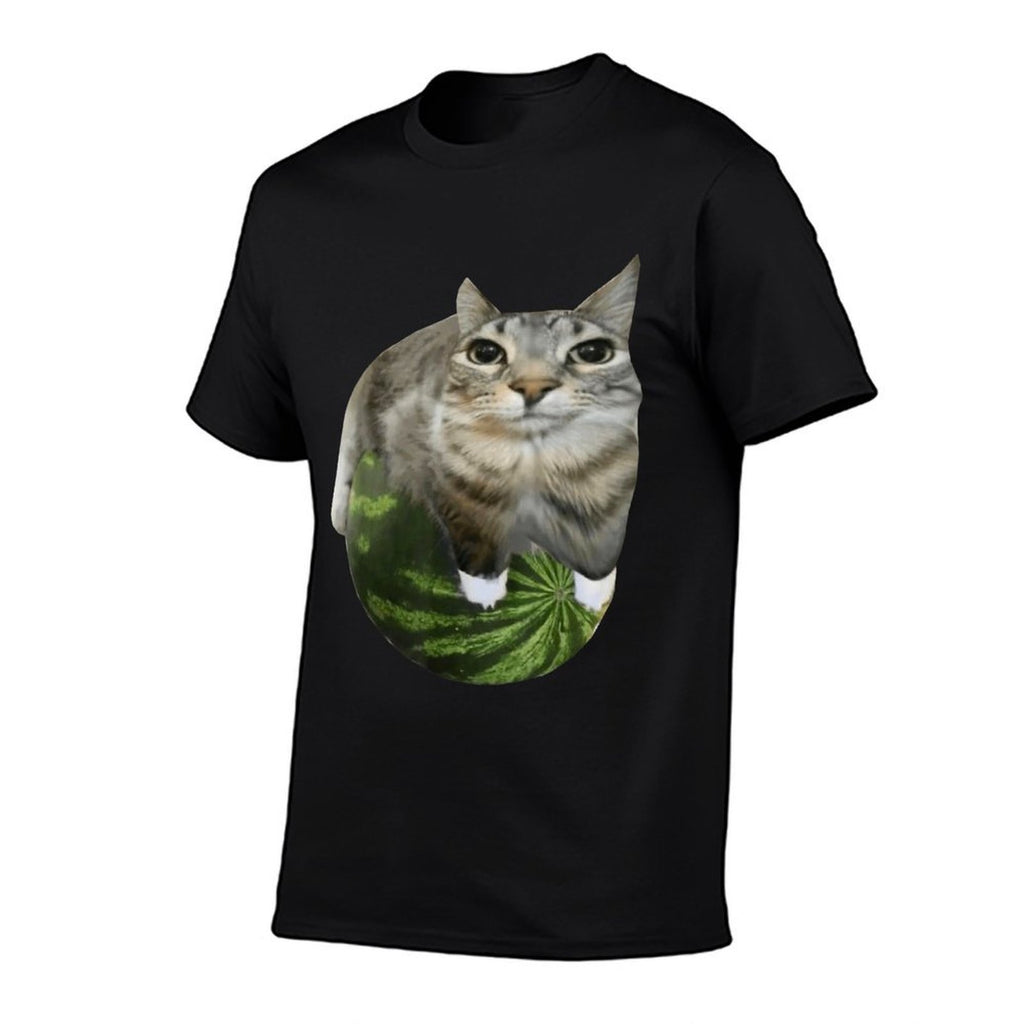 Watermelon Cat Meme  High-quality Stitching T-Shirt