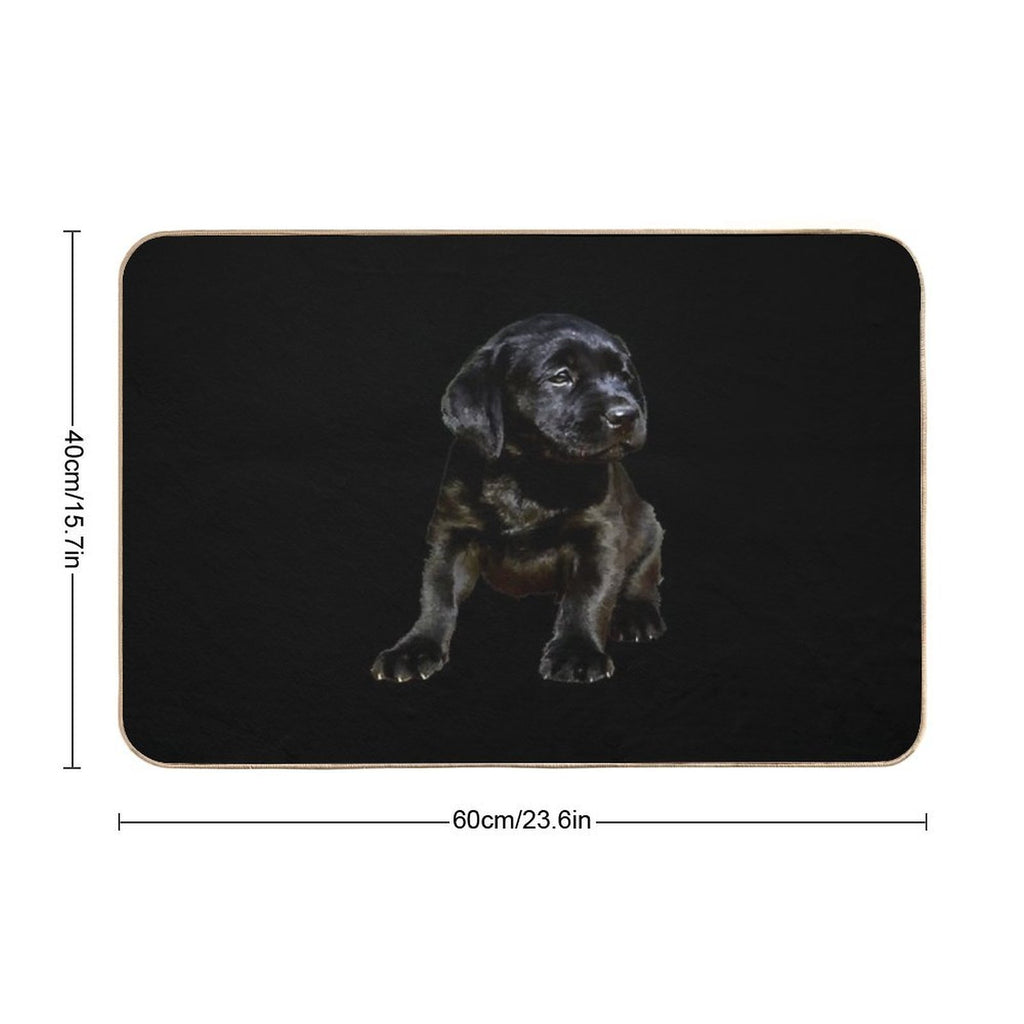 Adorable And Cute Black Labrador Sitting Puppy Vector  Anti-Trip Bath Mat