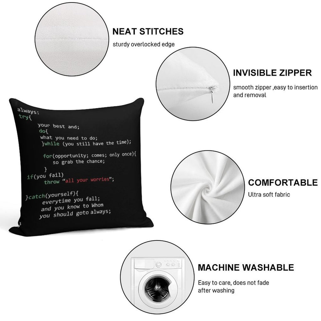 Geek Coder Soft Washable Throw Pillow