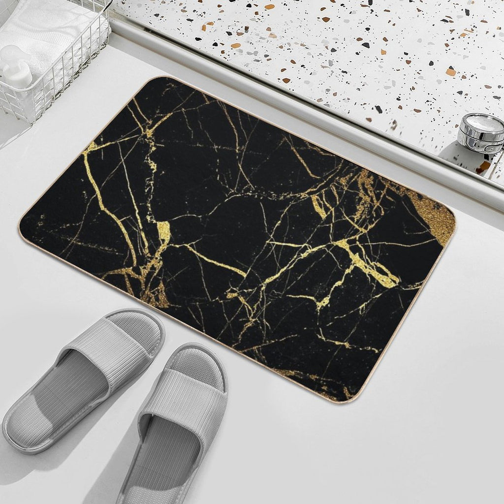Black Gold Marble  Pet-Safe Bath Mat