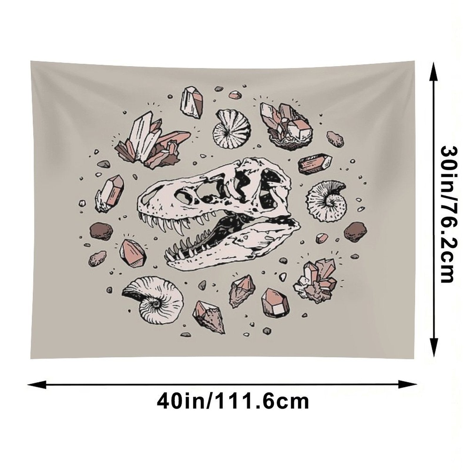Geo-rex Vortex  Rose Quartz  Dinosaur Skull Fossil Art Tapestry