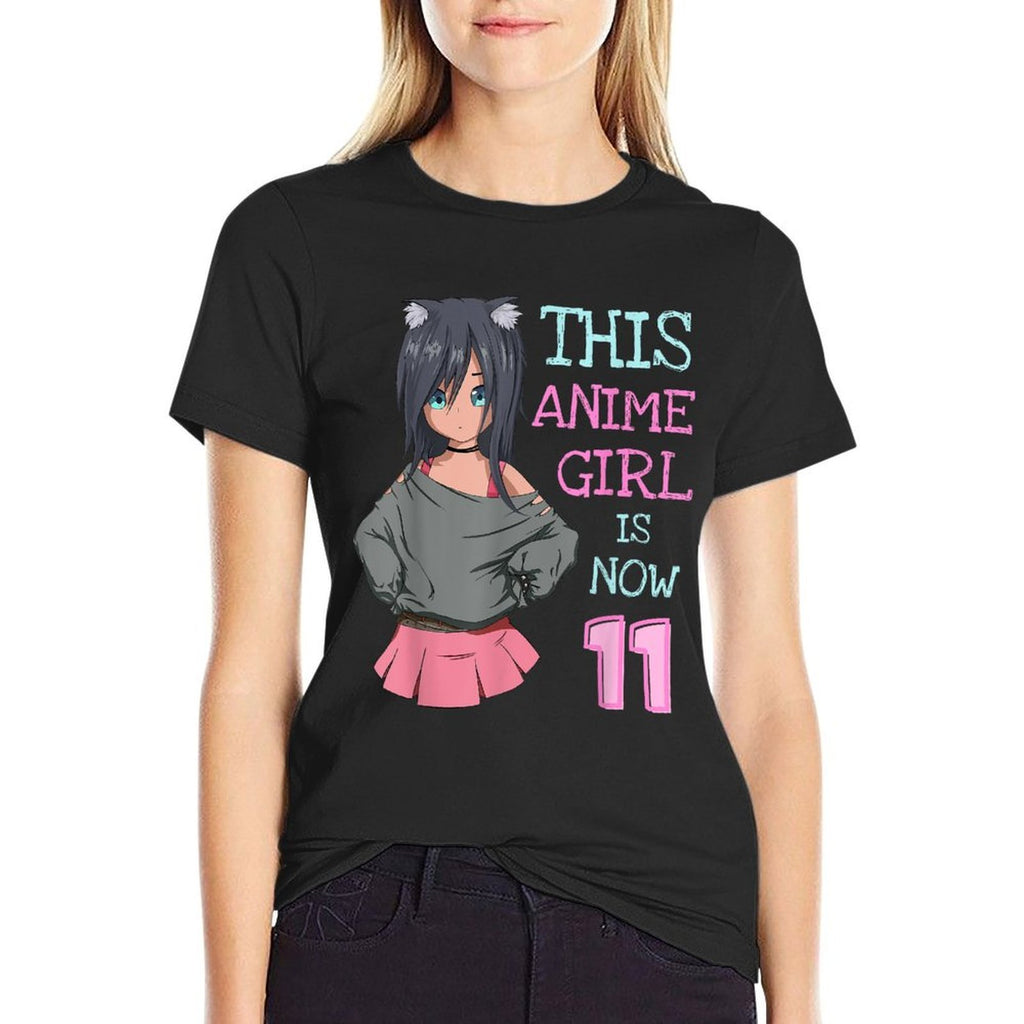 This Anime Girl Is Now 11 Years Old Birthday Girl Kawaii  Heathered Texture T-Shirt