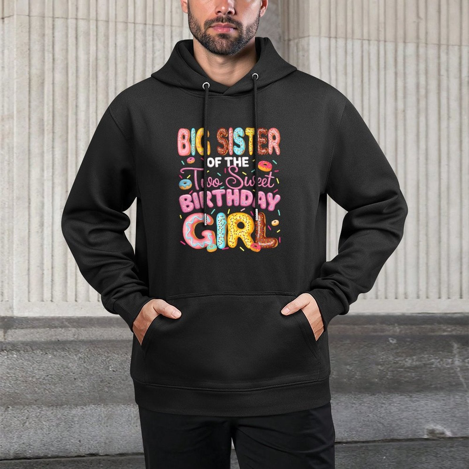 Big Sister Of The Two Sweet Birthday Girl Donut 2Nd Birthday Cotton-Polyester Blend Hoodie