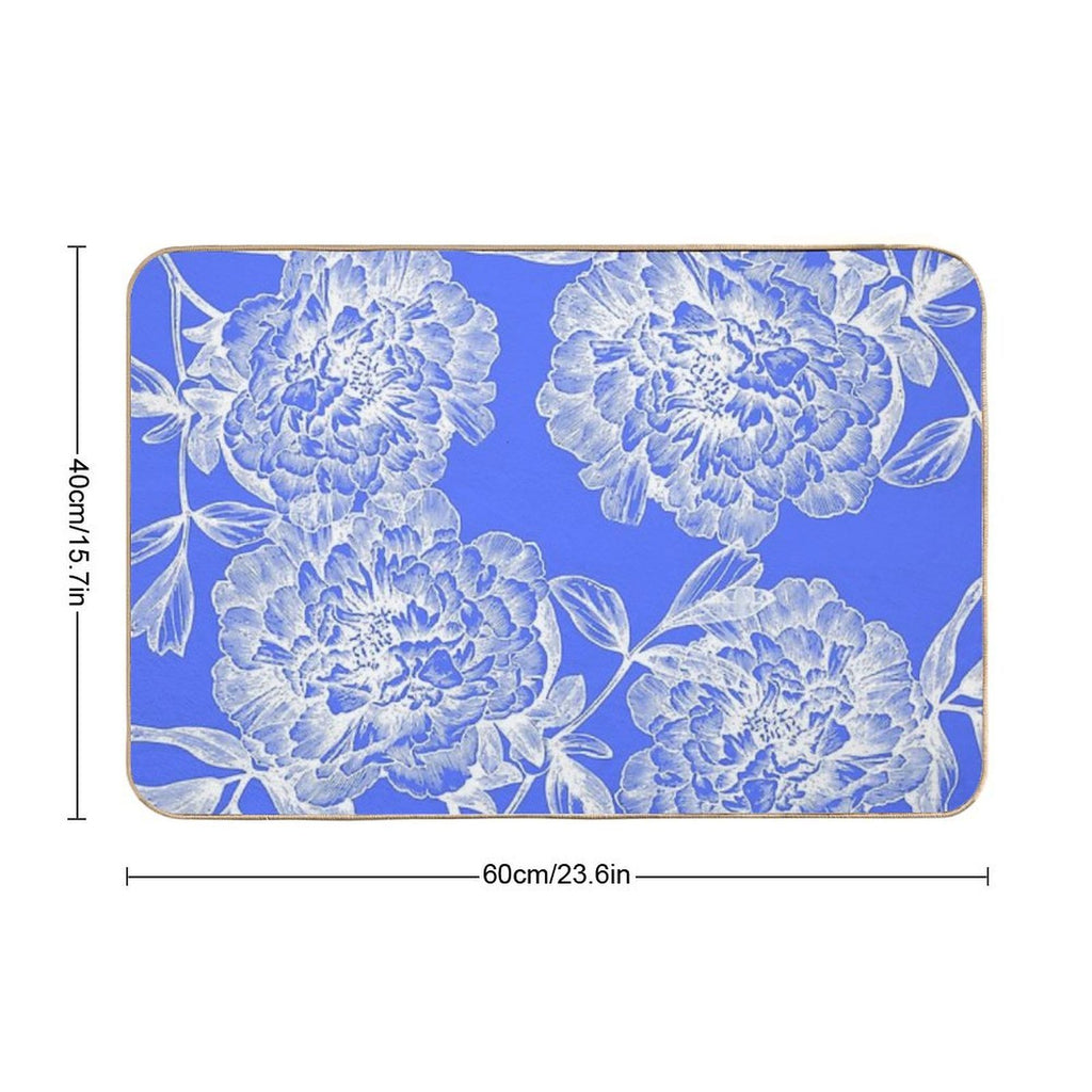 Sky Blue Peonies  Easy Maintenance Bath Mat