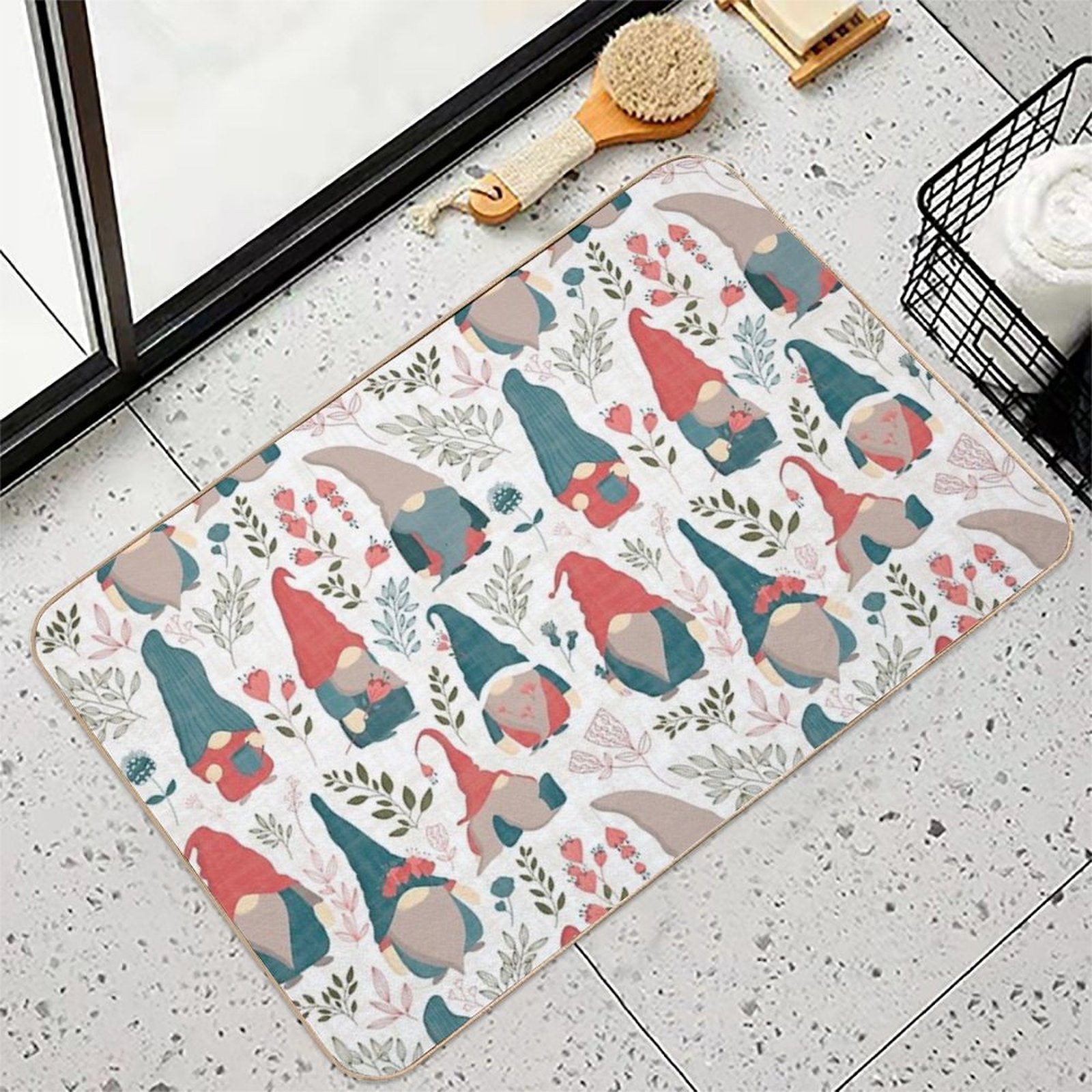 Floral Gnomes  Versatile Bath Mat
