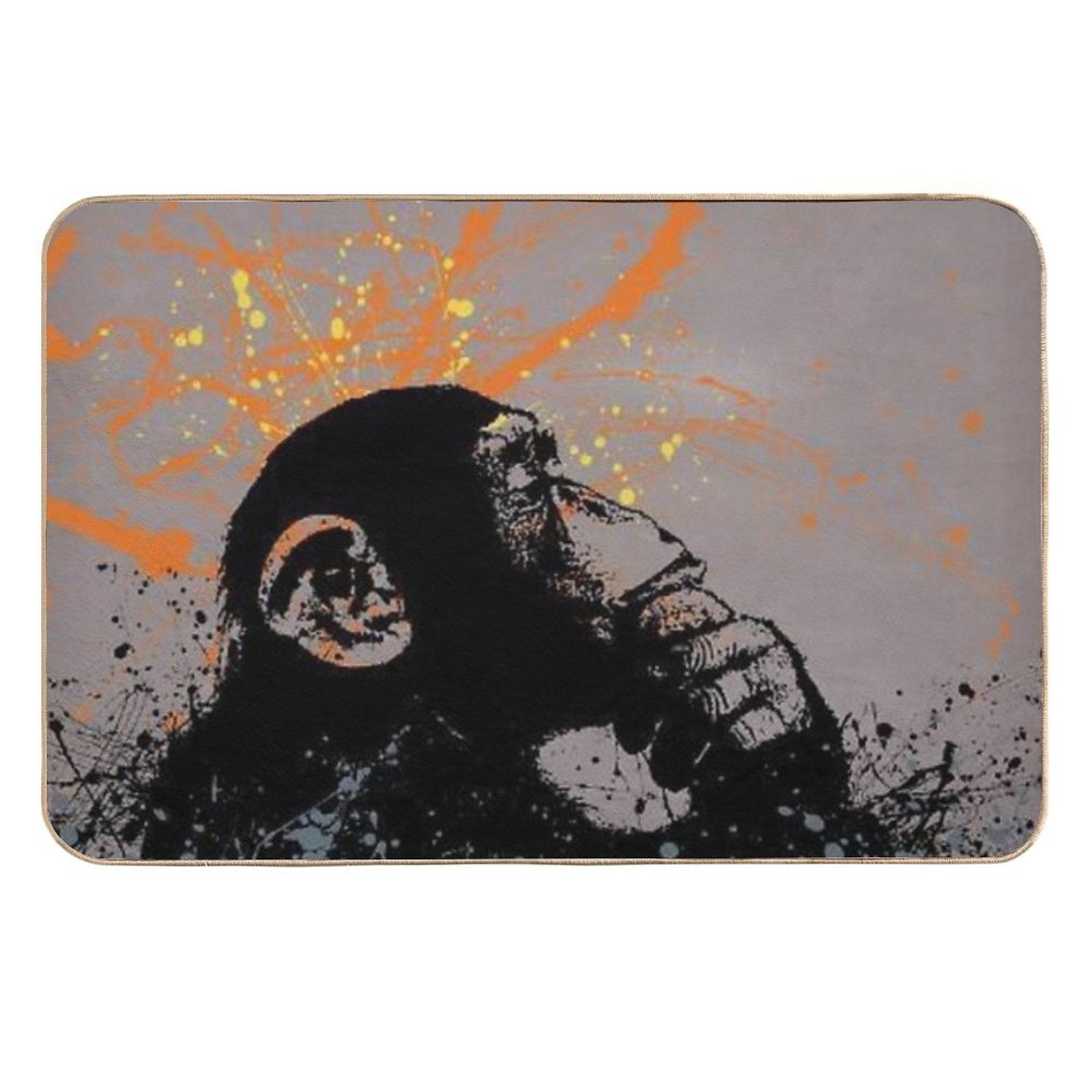 Thinker Monkey by Banksy  Dirt-Trapping Bath Mat