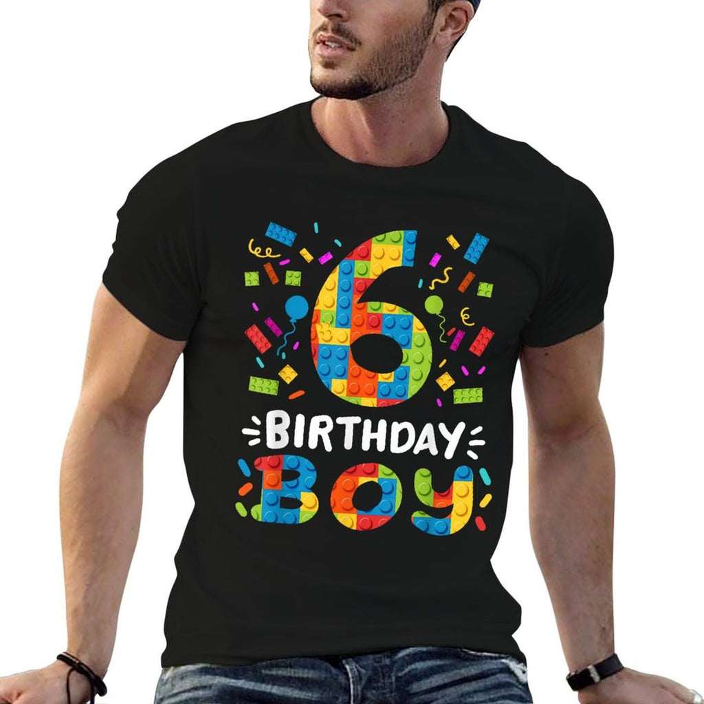 Kids 6 Years Old Building Blocks Builder 6th Birthday Boys  Durable T-Shirt