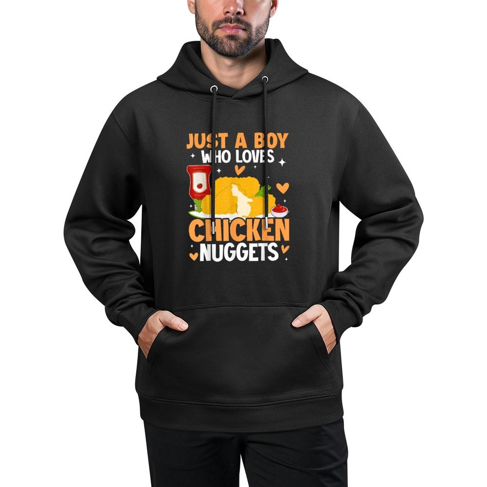 Just A Boy Who Loves Chicken Nuggets Funny Chicken Nuggets Layering Staple Hoodie