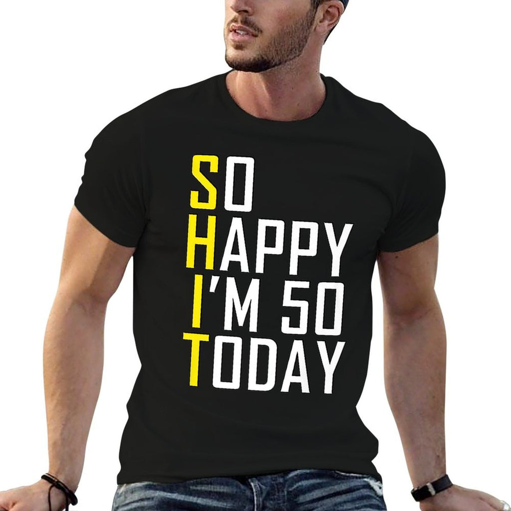 So Happy I'm 50 Years Old Born In 1971 Funny 50th Birthday Premium  Summer-ready Fabric T-Shirt