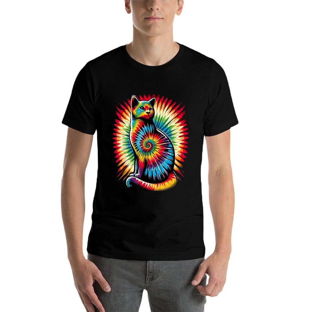 Cute Cat Tie Dye  Tagless Design T-Shirt