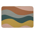 Retro Waves Minimalist Pattern Rust, Blush Pink, Gray, Navy Blue, And Mustard Gold  Anti-Trip Bath Mat