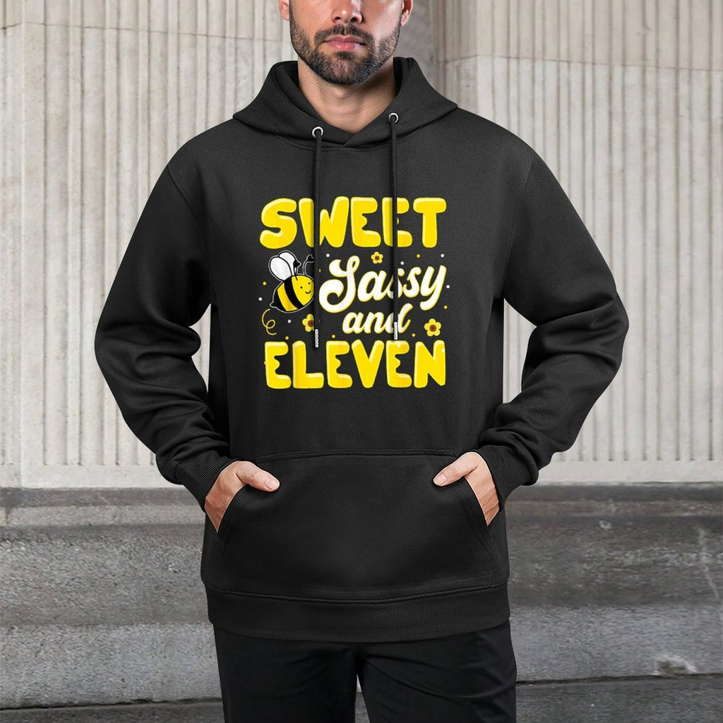 Sweet Sassy And Eleven 11th Birthday Girl Bee Day 11 Yrs Old Moisture-Wicking Hoodie
