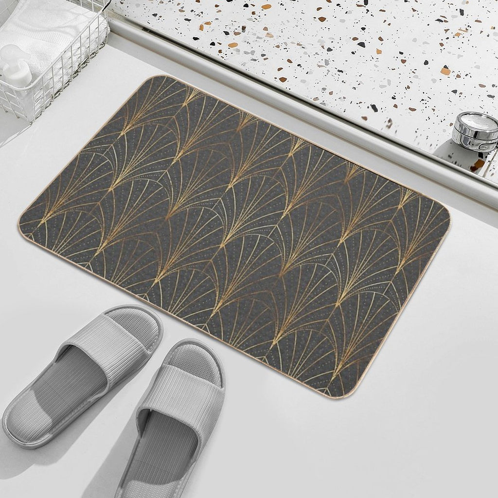 Art Deco Waterfalls  Textured Grey  Rapid-Drying Bath Mat