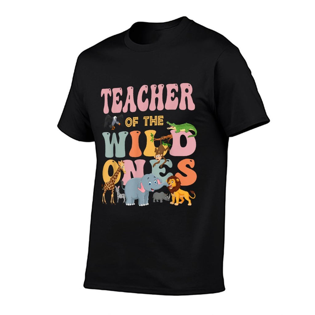 Teacher of The Wild Ones Groovy Jungle Animal Earth Day  Tagless Design T-Shirt