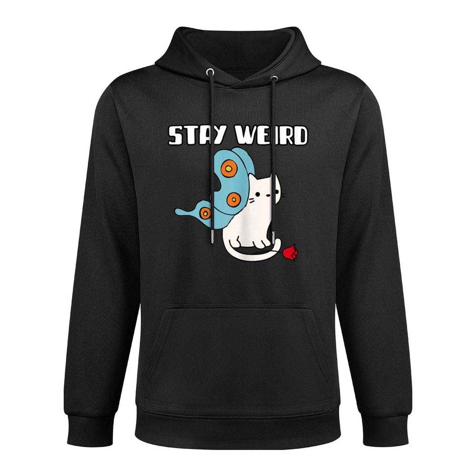 Cute Butterfly Cat And Flower Stay Weird Girl Shrink-Resistant Hoodie