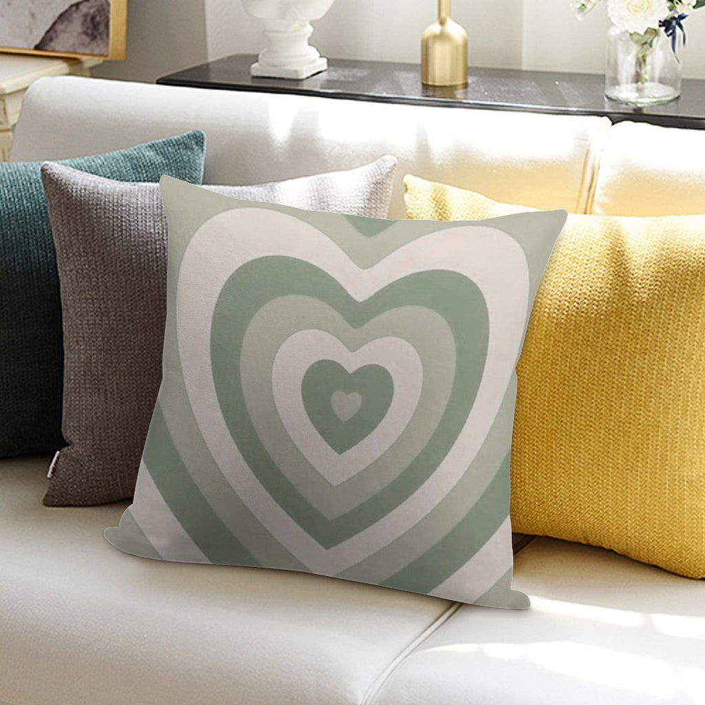 Sage Green Heart Soft Home Decor Throw Pillow