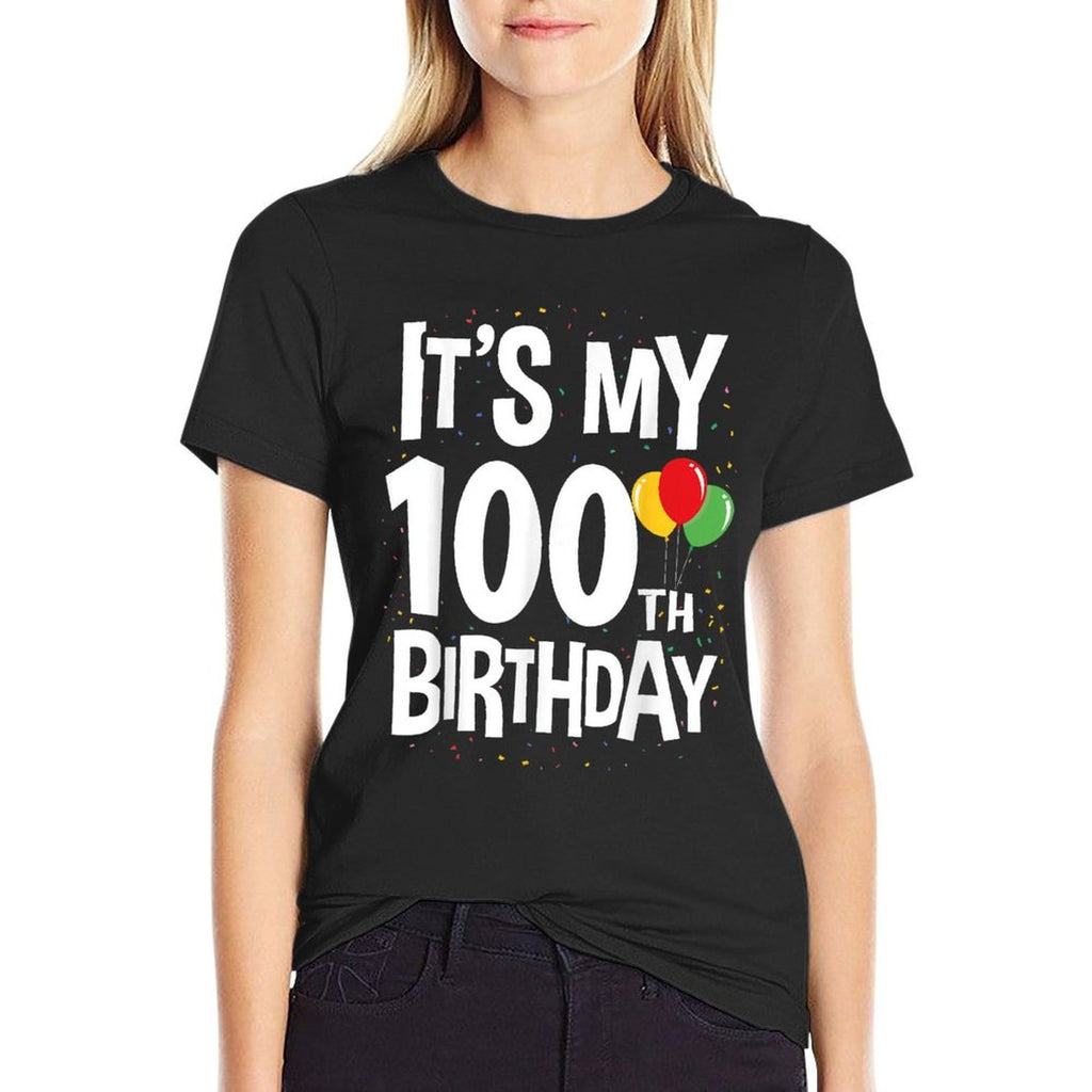 100th Birthday Gift Co. 100 Year Old Birthday - Unisex-Adults & Kids - Black - Small - - Crew Neck - Graphic Modern - Birthday  Relaxed-fit T-Shirt