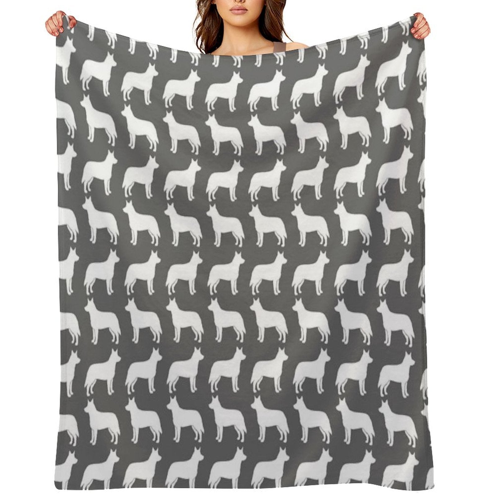 Australian Cattle Dog Silhouette(s) Gift-ready Throw Blanket