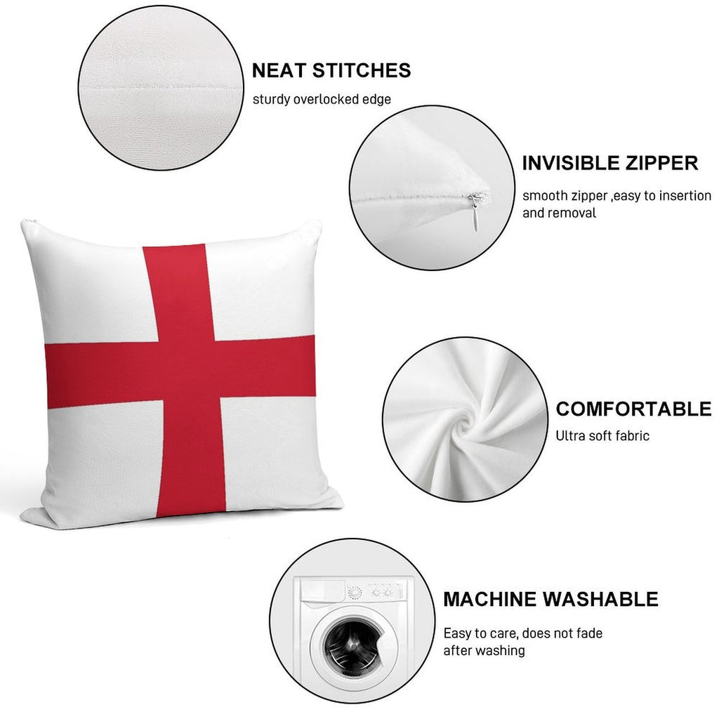 Flag of England (St. George's Cross) Soft Easy Maintenance Throw Pillow