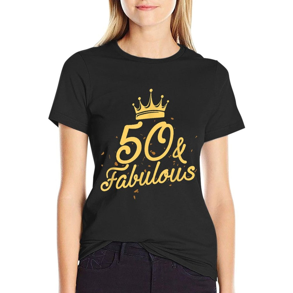 50 And Fabulous 50th Birthday Party Crown  Oversized Silhouette T-Shirt