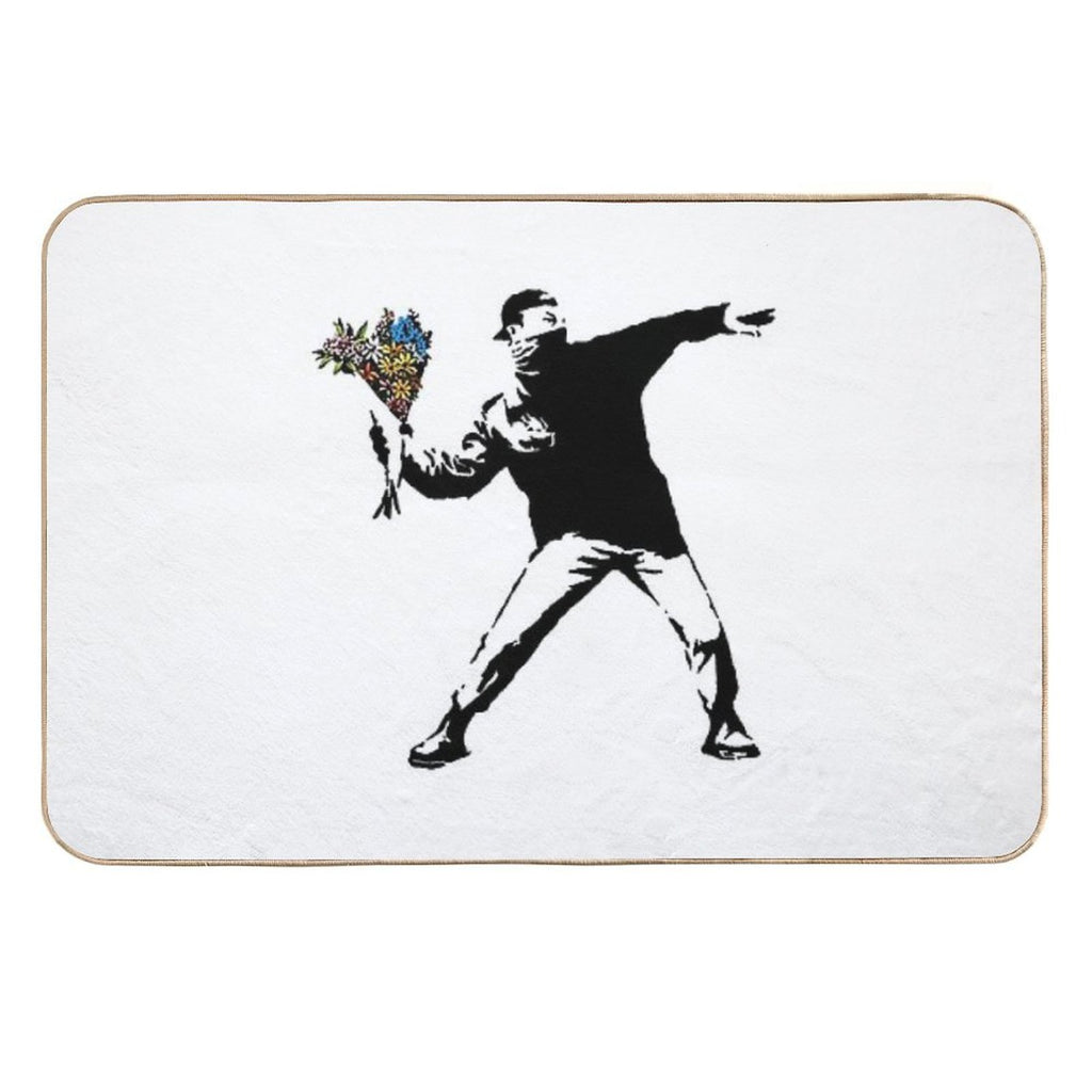 Banksy Rage Flower Thrower  Rapid-Drying Bath Mat