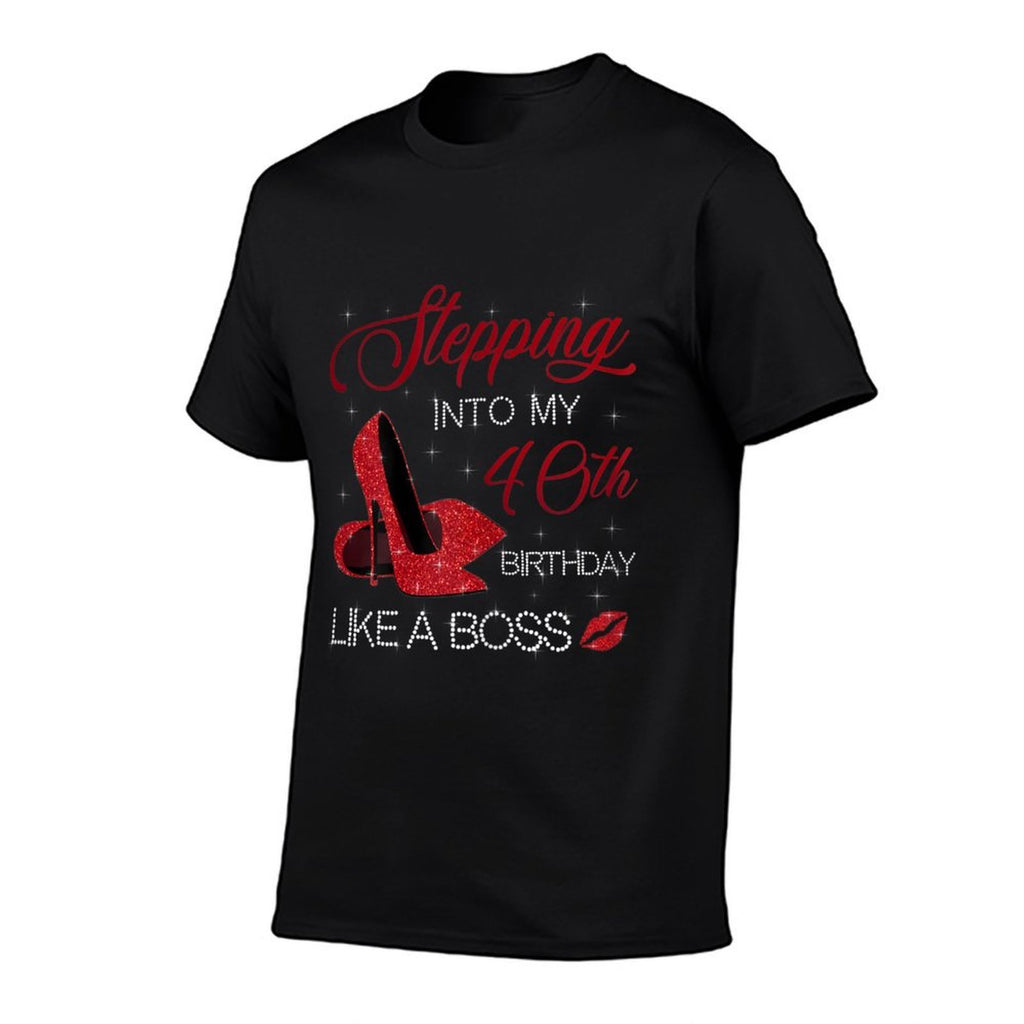 Womens Red Shoes 40th Birthday Squad Stepping Into 40  Graphic-printed T-Shirt