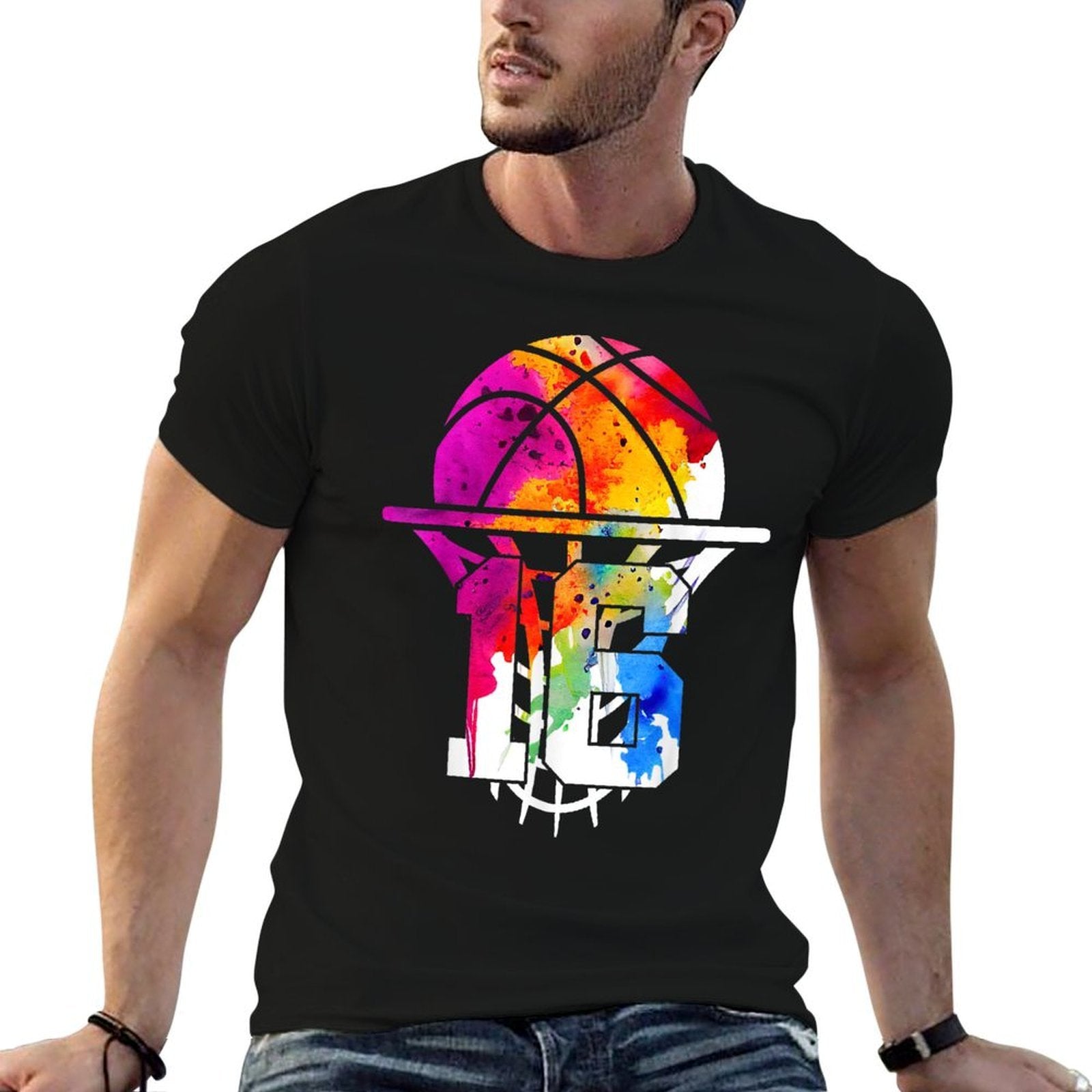 16 YEARS BASKETBALL 16TH BIRTHDAY  Trendy Pattern T-Shirt
