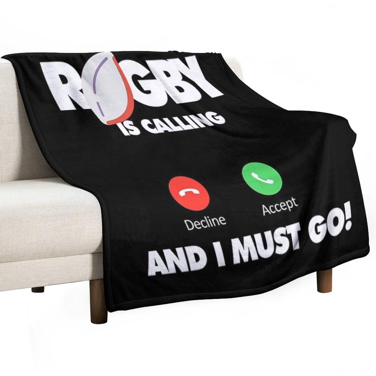 Rugby Is Calling And I Must Go, Funny Sport Player Premium Throw Blanket