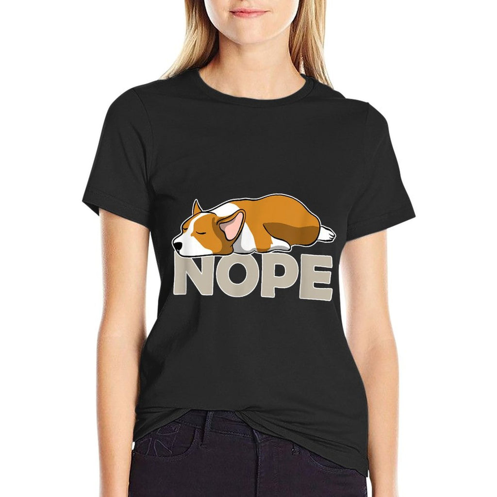 Nope Lazy Corgi  Slim-fit Cut T-Shirt