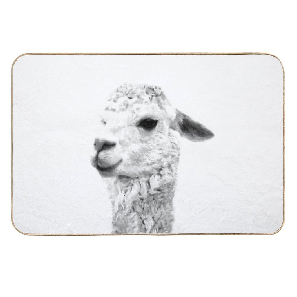 Black And White Llama  Pet-Safe Bath Mat