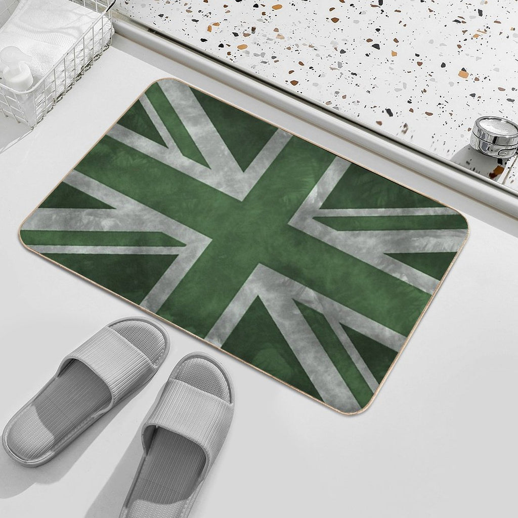 Green Distressed Union Jack  Dirt-Trapping Bath Mat