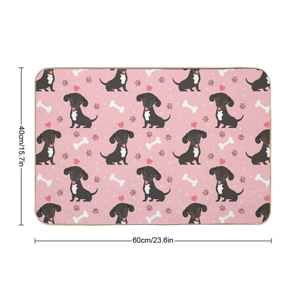 LOVE Black And White Chiweenie Dachshund Chihuahua Mix  Pet-Safe Bath Mat