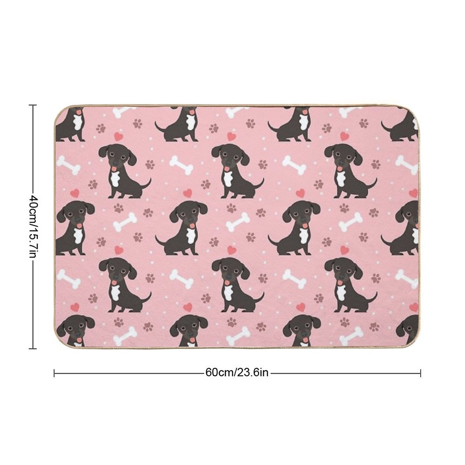 LOVE Black And White Chiweenie Dachshund Chihuahua Mix  Pet-Safe Bath Mat