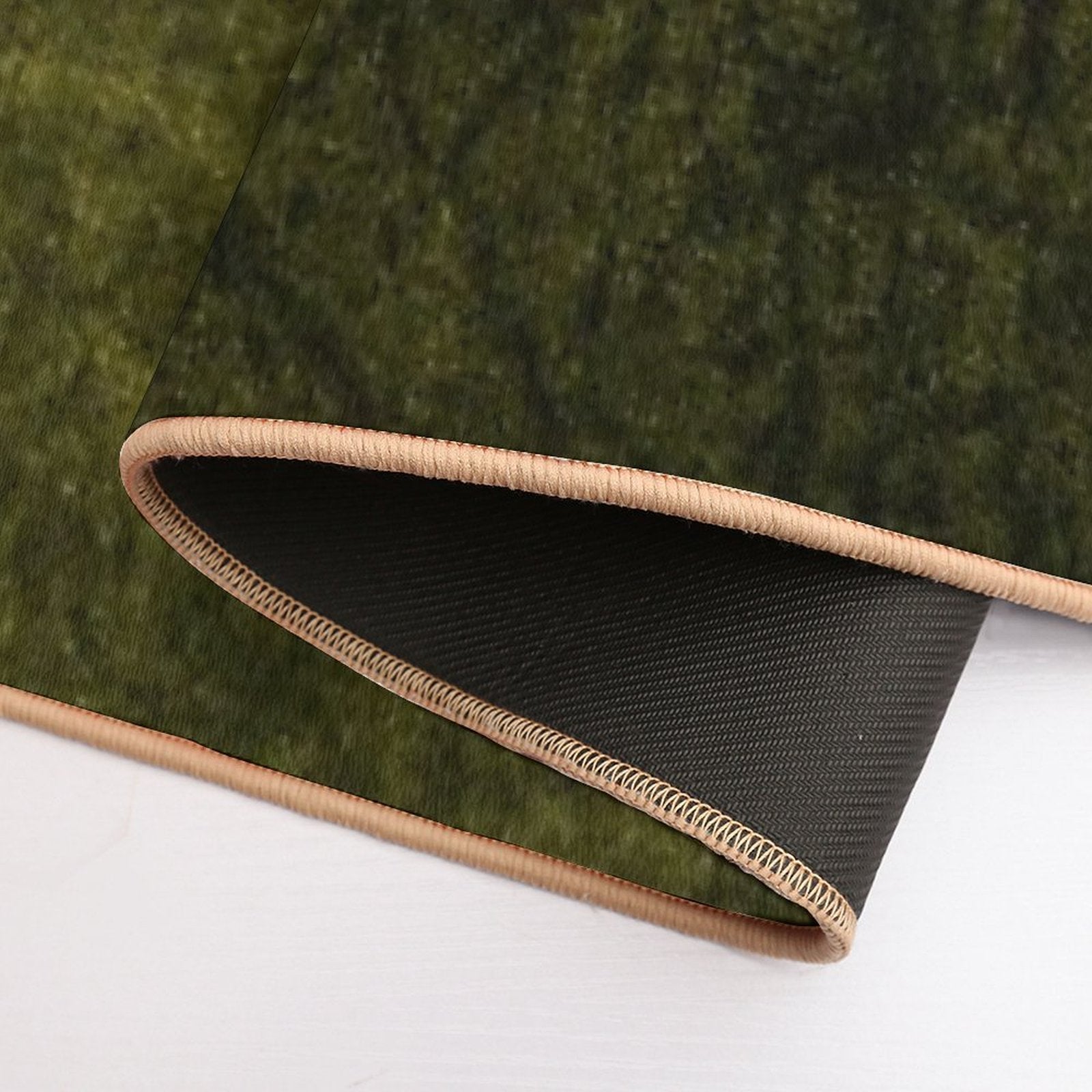 Olive Green Velvet  Texture  Long-Lasting Bath Mat
