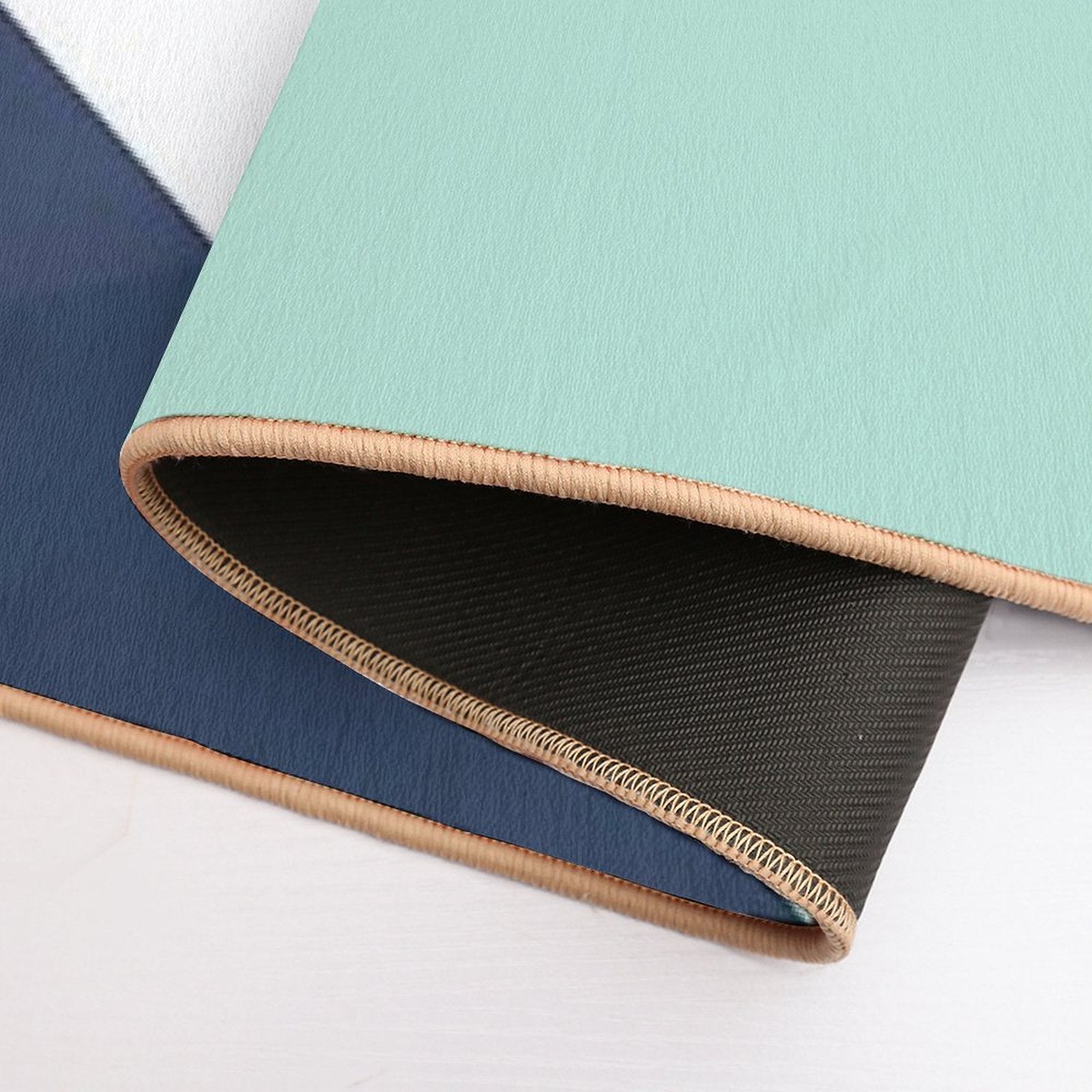 Geometrics - Seafoam & Blue Concrete  Easy Maintenance Bath Mat