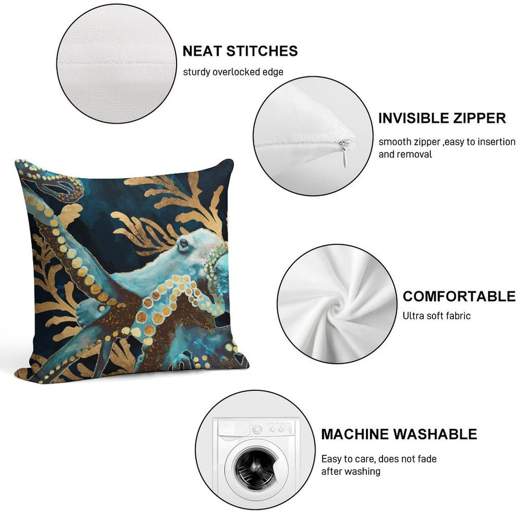 Indigo Octopus Soft Style Accent Throw Pillow
